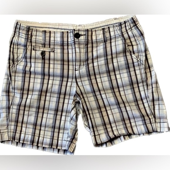 10 Shorts Plaid Cotton Bermuda Board Style Crisp Summer Short Pants Flat Front - Picture 1 of 6